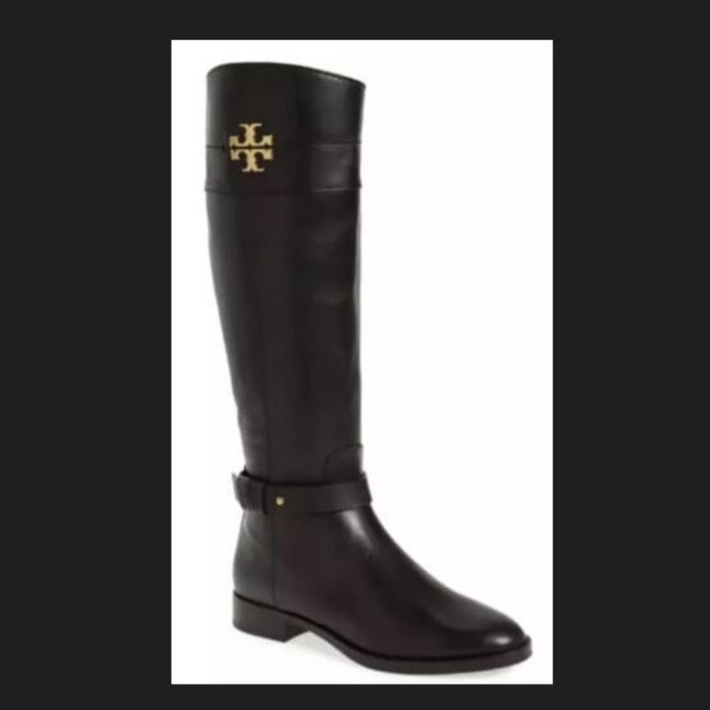 Tory Burch Everly Boot Calf Leather, Black, Size 9